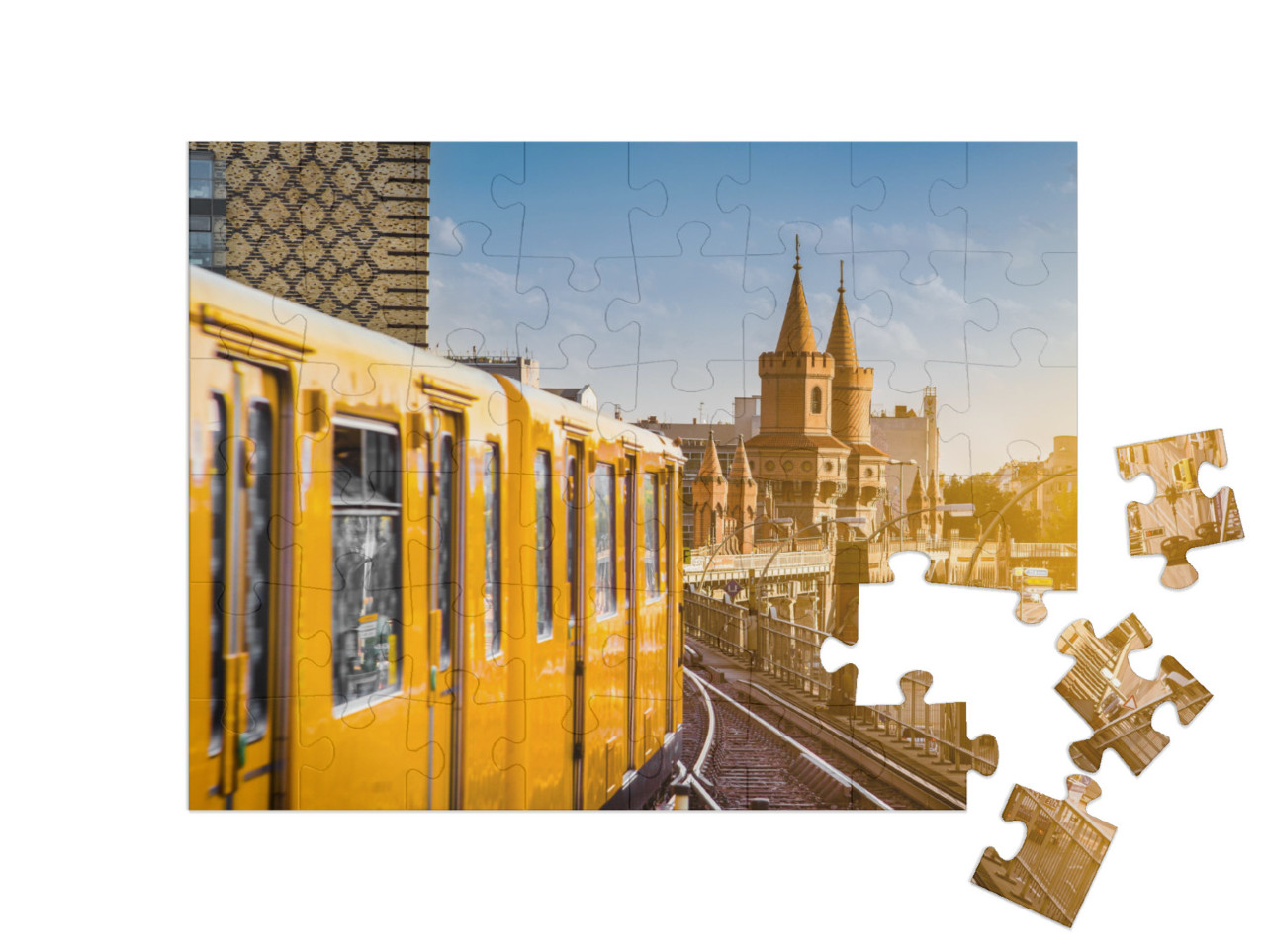 Panoramic View of Berliner U-Bahn with Oberbaum Bridge in... Jigsaw Puzzle with 48 pieces