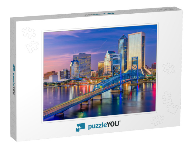 Jacksonville, Florida, USA Downtown Skyline At Dusk Over S... Jigsaw Puzzle