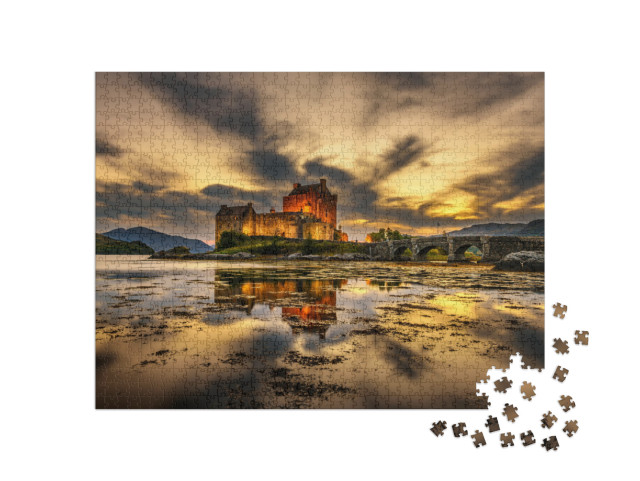 Sunset Over Eilean Donan Castle, Scotland, United Kingdom... Jigsaw Puzzle with 1000 pieces