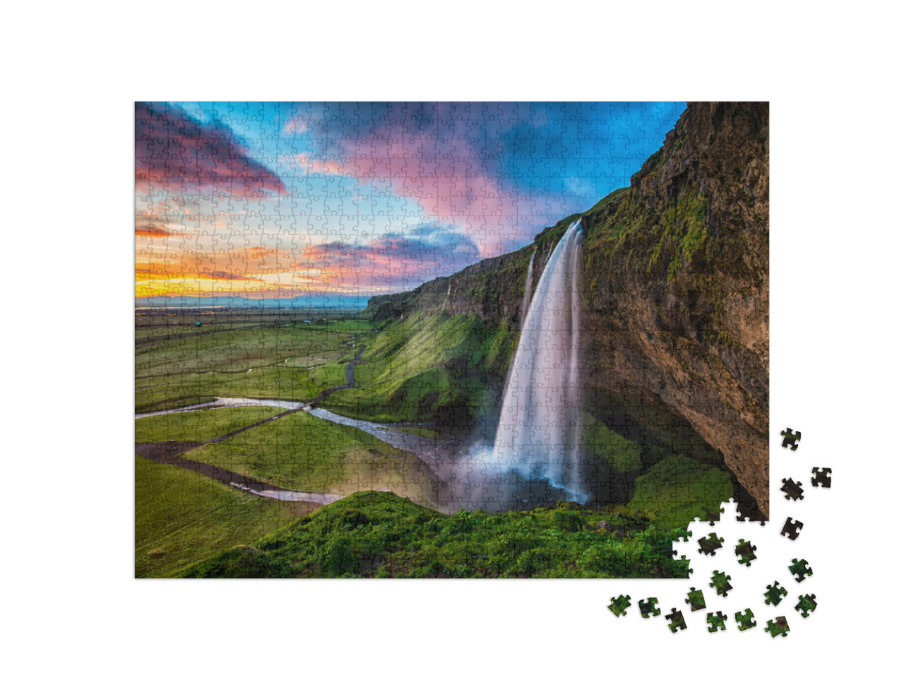 Seljalandsfoss - Seljalandsfoss is Located in the South R... Jigsaw Puzzle with 1000 pieces