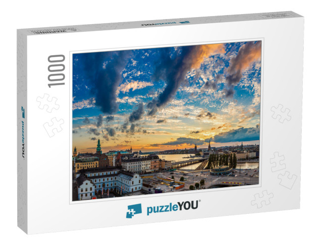 Night View of Gamla Stan, the Old Part of Stockholm, Swed... Jigsaw Puzzle with 1000 pieces