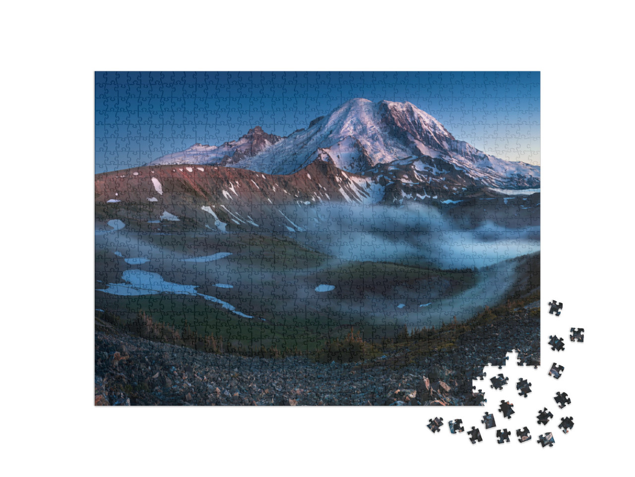 Mount Rainier in the Dusk At Mount Rainier National Park... Jigsaw Puzzle with 1000 pieces