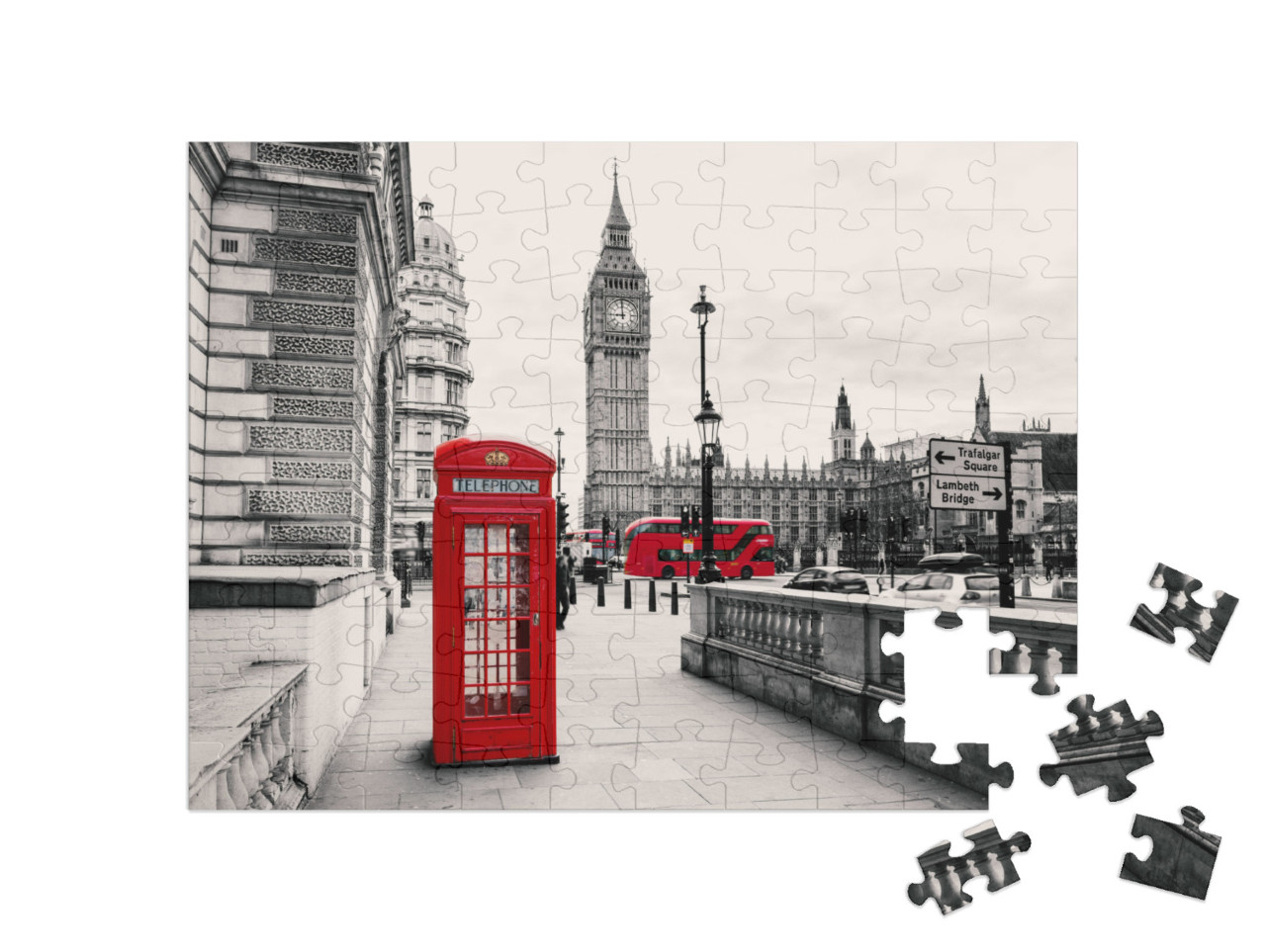 Red Telephone Booth in London... Jigsaw Puzzle with 100 pieces