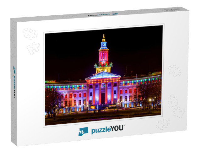 December Night At Denver City Hall - December Night View... Jigsaw Puzzle