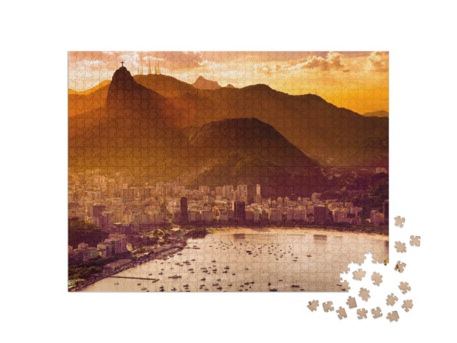 Aerial View of Buildings on the Beach Front, Botafogo, Gu... Jigsaw Puzzle with 1000 pieces