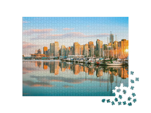 Beautiful View of Vancouver Skyline with Harbor At Sunset... Jigsaw Puzzle with 1000 pieces