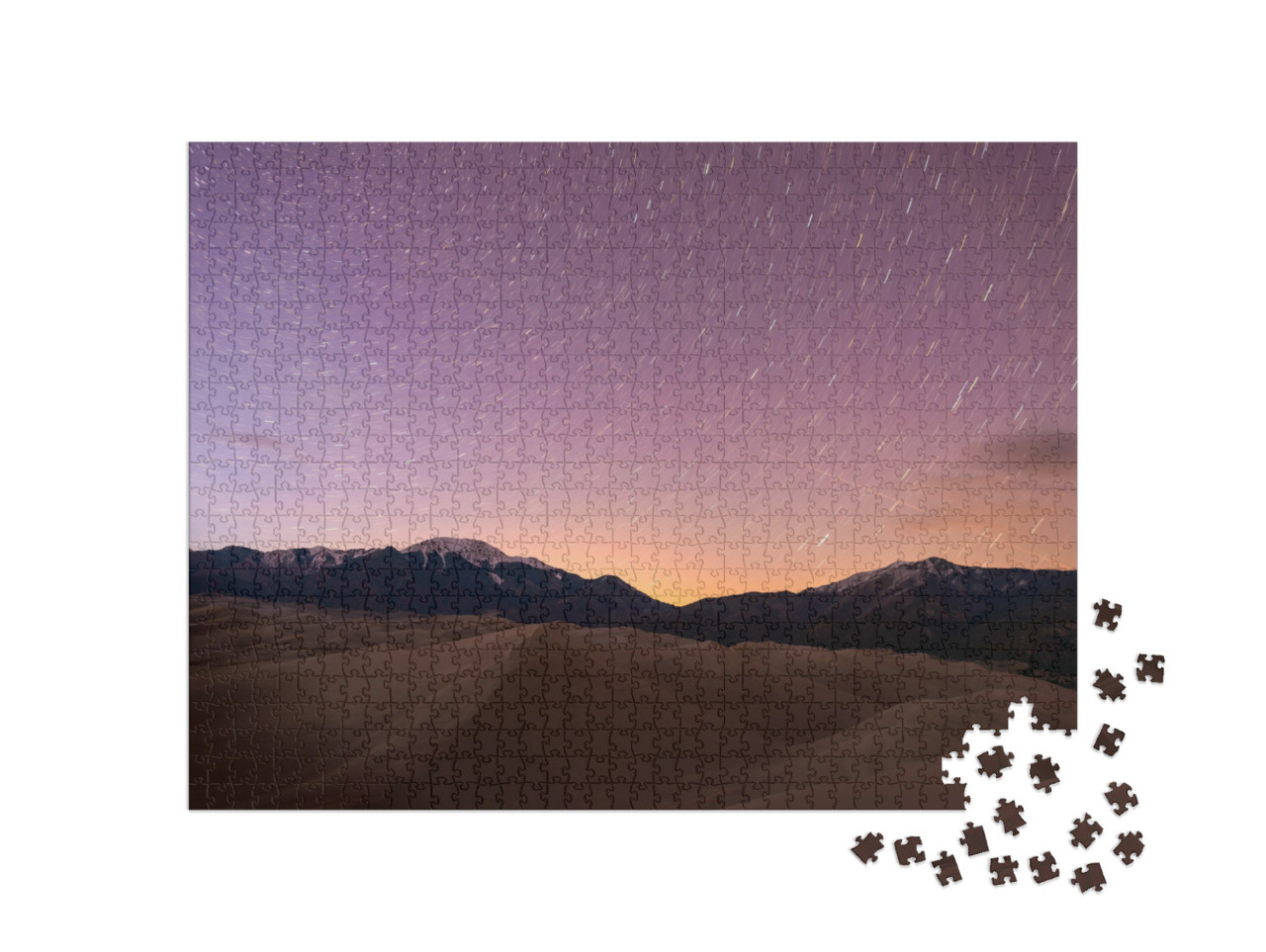 Starry Night At Great Sand Dunes - Star Trails of Spring... Jigsaw Puzzle with 1000 pieces