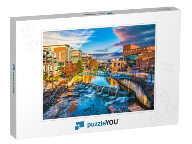 Reedy River & Skyline in Downtown Greenville South Caroli... Jigsaw Puzzle