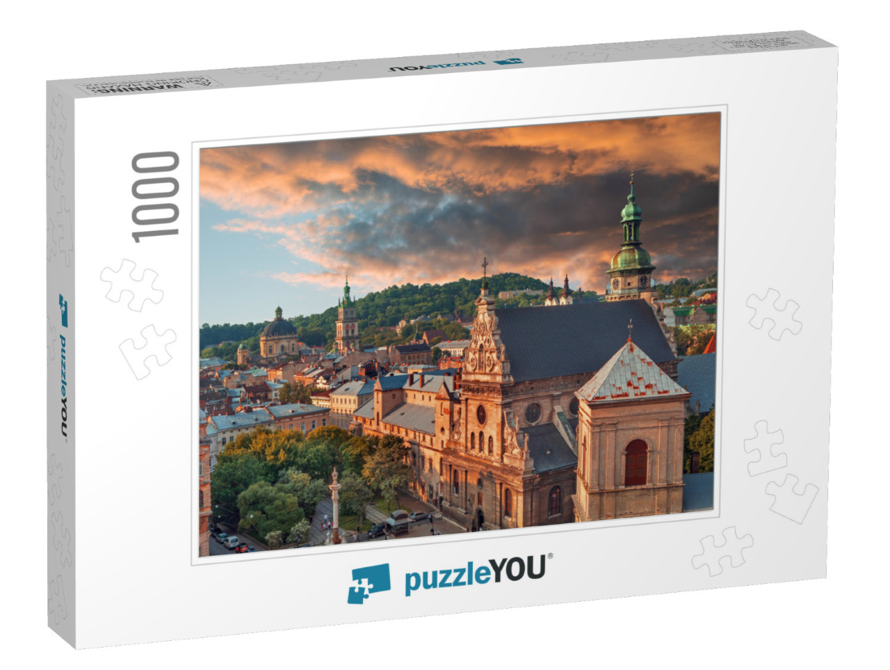 Lviv Historical City Center Skyline At Sunset, Ukraine... Jigsaw Puzzle with 1000 pieces