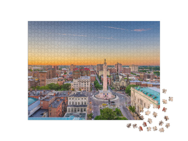 Baltimore, Maryland, USA Cityscape At Mt. Vernon & the Was... Jigsaw Puzzle with 1000 pieces