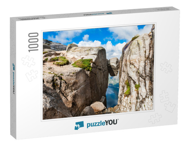 Kjeragbolten - Famous Landmark on Kjerag Mountain, Norway... Jigsaw Puzzle with 1000 pieces