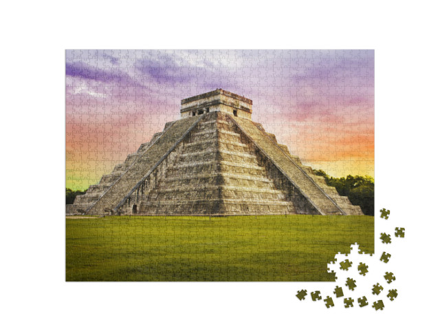 Pyramid Kukulkan Temple. Chichen Itza. Mexico. Maya Civil... Jigsaw Puzzle with 1000 pieces