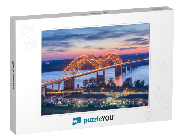 Memphis, Tennessee, USA At Hernando De Soto Bridge At Dusk... Jigsaw Puzzle