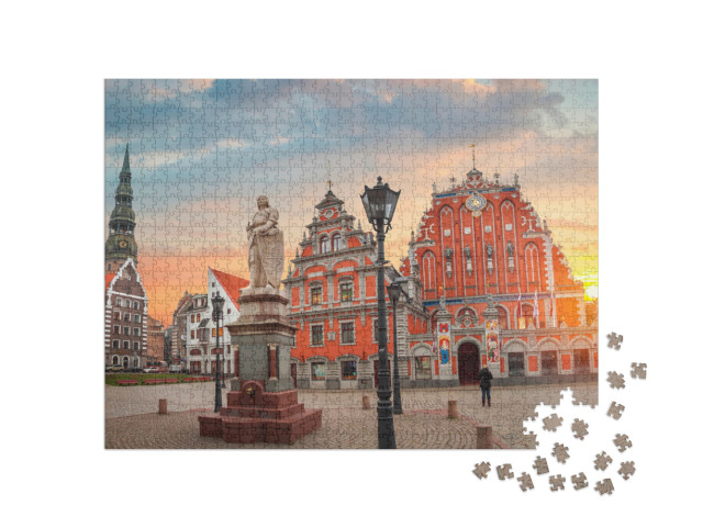 Old Houses on Riga Street. Latvia. Europe... Jigsaw Puzzle with 1000 pieces