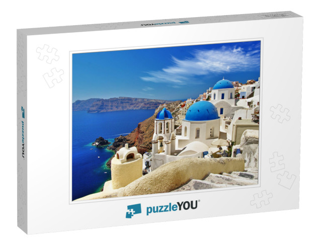 White-Blue Santorini - View of Caldera with Domes... Jigsaw Puzzle