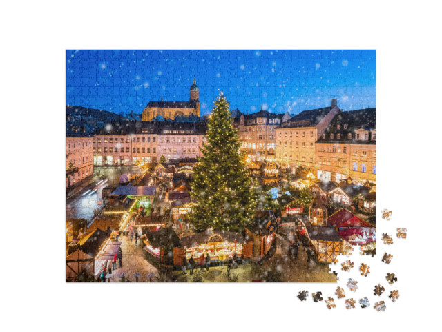 Traditional German Christmas Market in Annaberg-Buchholz... Jigsaw Puzzle with 1000 pieces