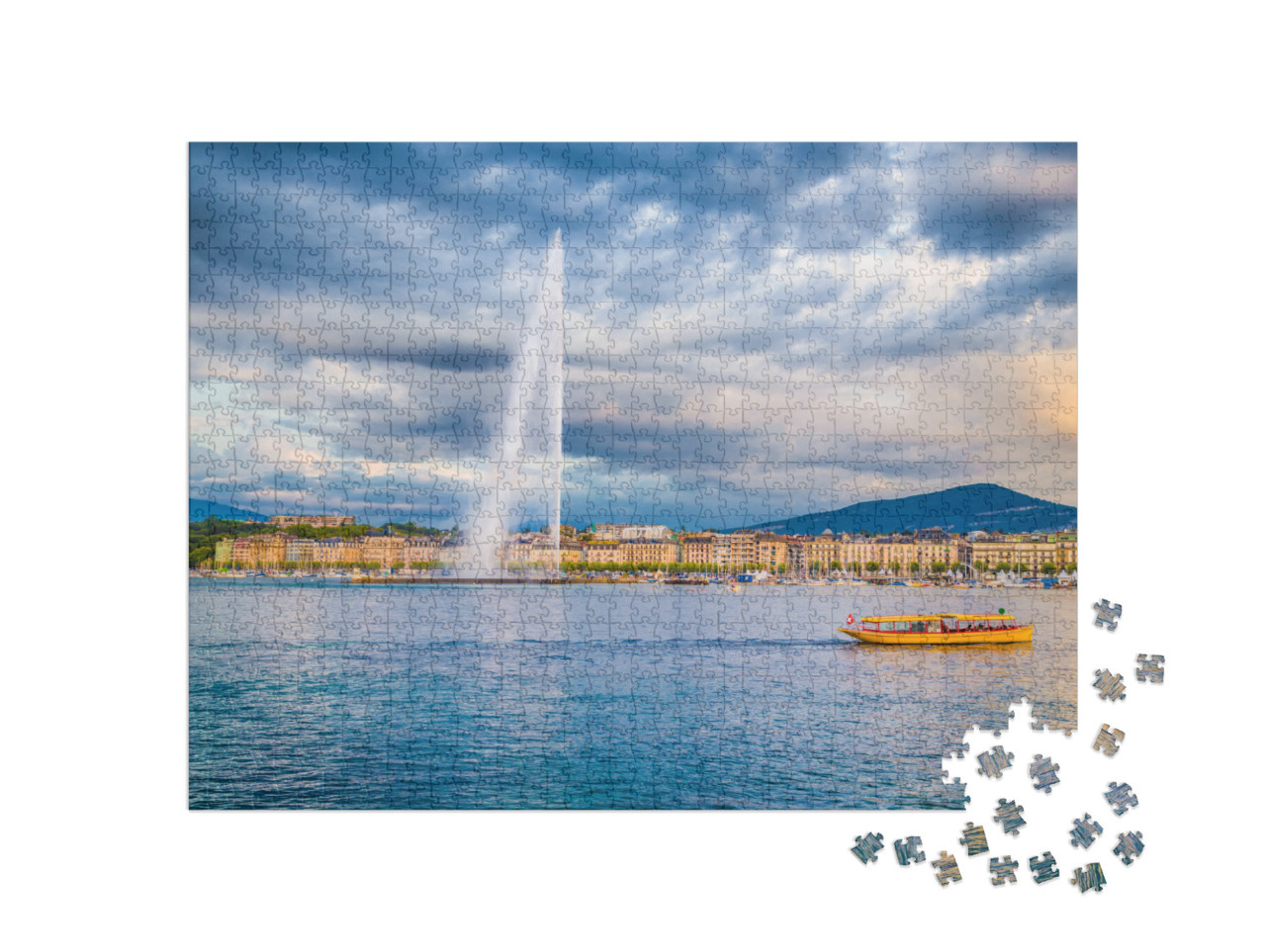 Panoramic View of Historic Geneva Skyline with Famous Jet... Jigsaw Puzzle with 1000 pieces