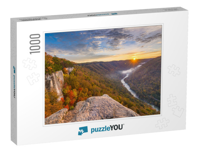 New River Gorge, West Virginia, USA Autumn Morning Landsca... Jigsaw Puzzle with 1000 pieces