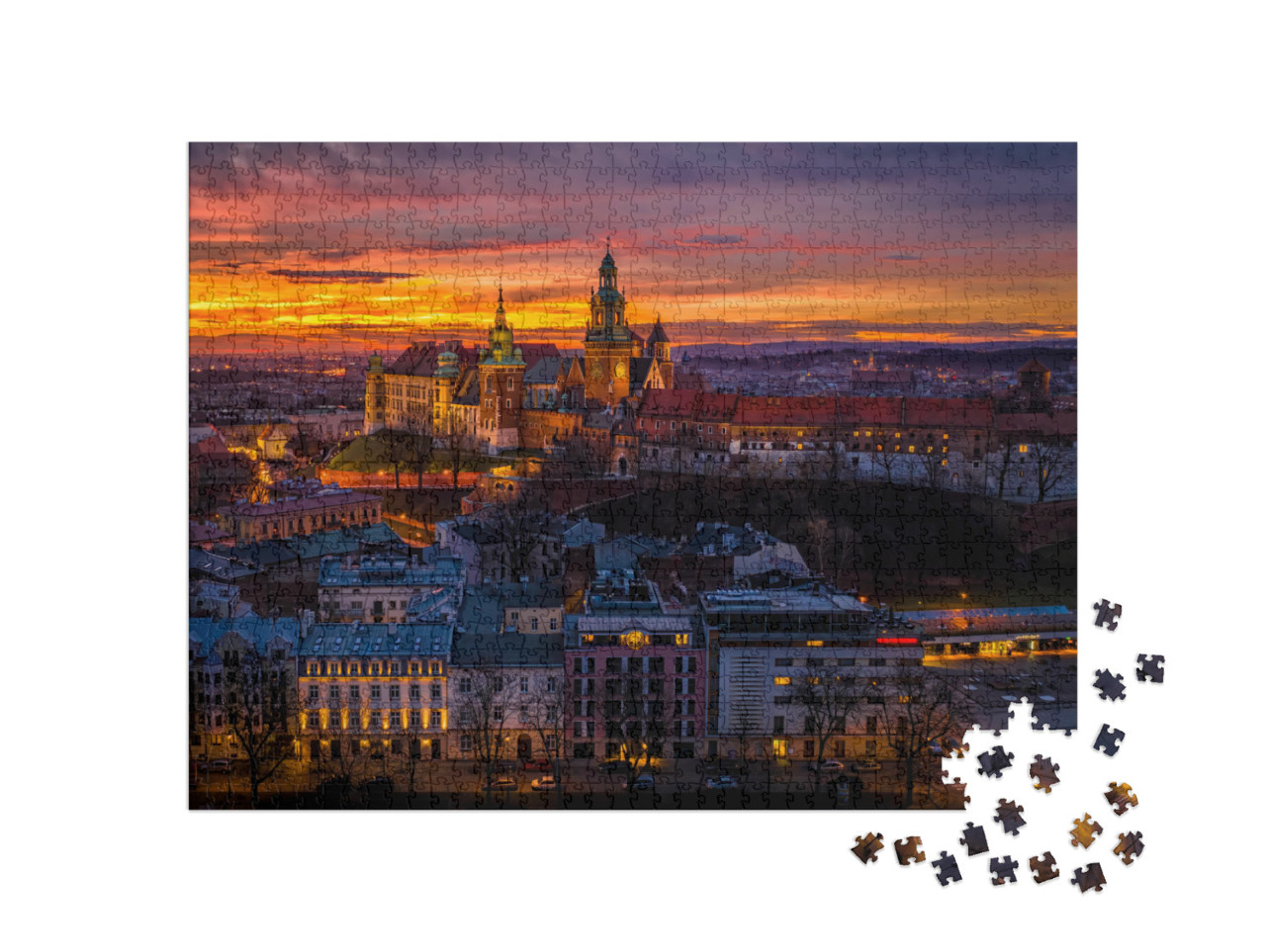 Wawel Castle At Dawn, Cracow, Poland... Jigsaw Puzzle with 1000 pieces