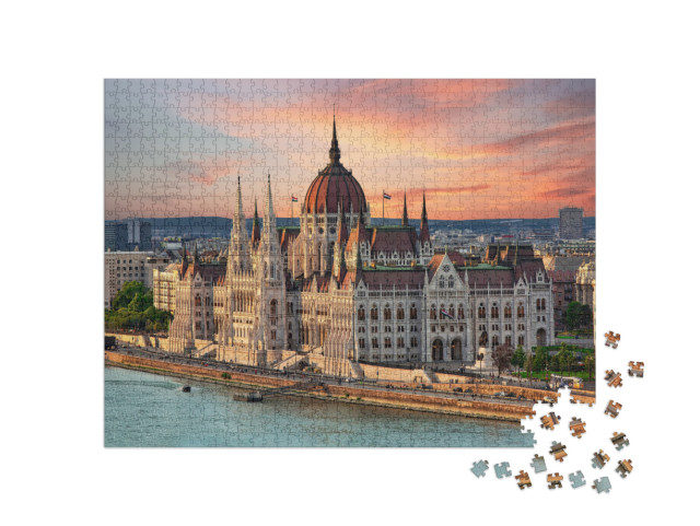 Beautiful Building of Parliament in Budapest, Popular Tra... Jigsaw Puzzle with 1000 pieces