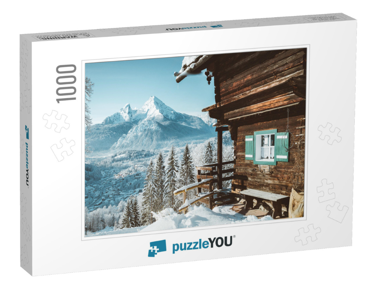 Idyllic View of Traditional Wooden Mountain Cabin in Scen... Jigsaw Puzzle with 1000 pieces