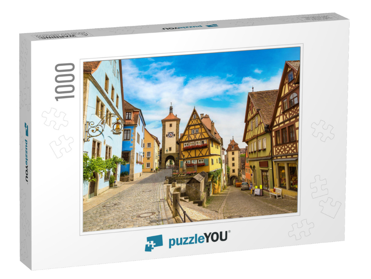 Medieval Old Street in Rothenburg Ob Der Tauber in a Beau... Jigsaw Puzzle with 1000 pieces