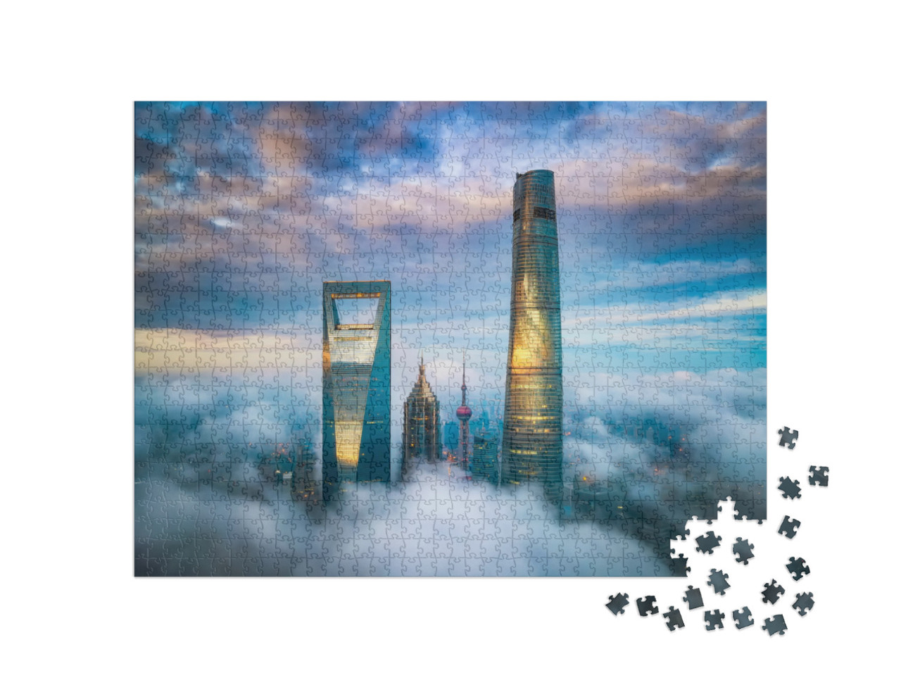 Aerial Shanghai Lujiazui Night Scenery... Jigsaw Puzzle with 1000 pieces