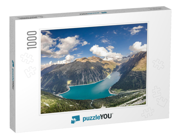 Aerial Drone Shot of Schlegeisspeicher Glacier Reservoir... Jigsaw Puzzle with 1000 pieces