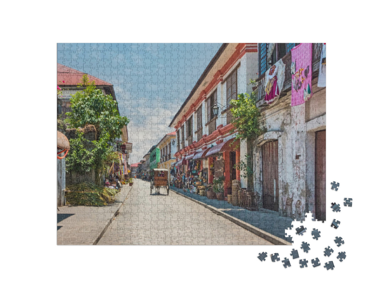 City Center Street Scene in Historic Colonial Town with H... Jigsaw Puzzle with 1000 pieces