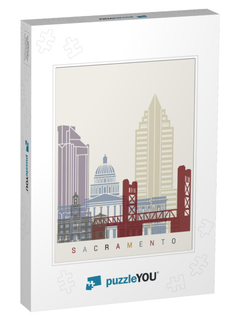 Sacramento Skyline Poster in Editable Vector File... Jigsaw Puzzle