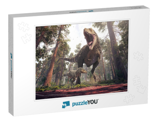 3D Rendering of Tyrannosaurus Rex & Its Young One, Stormi... Jigsaw Puzzle