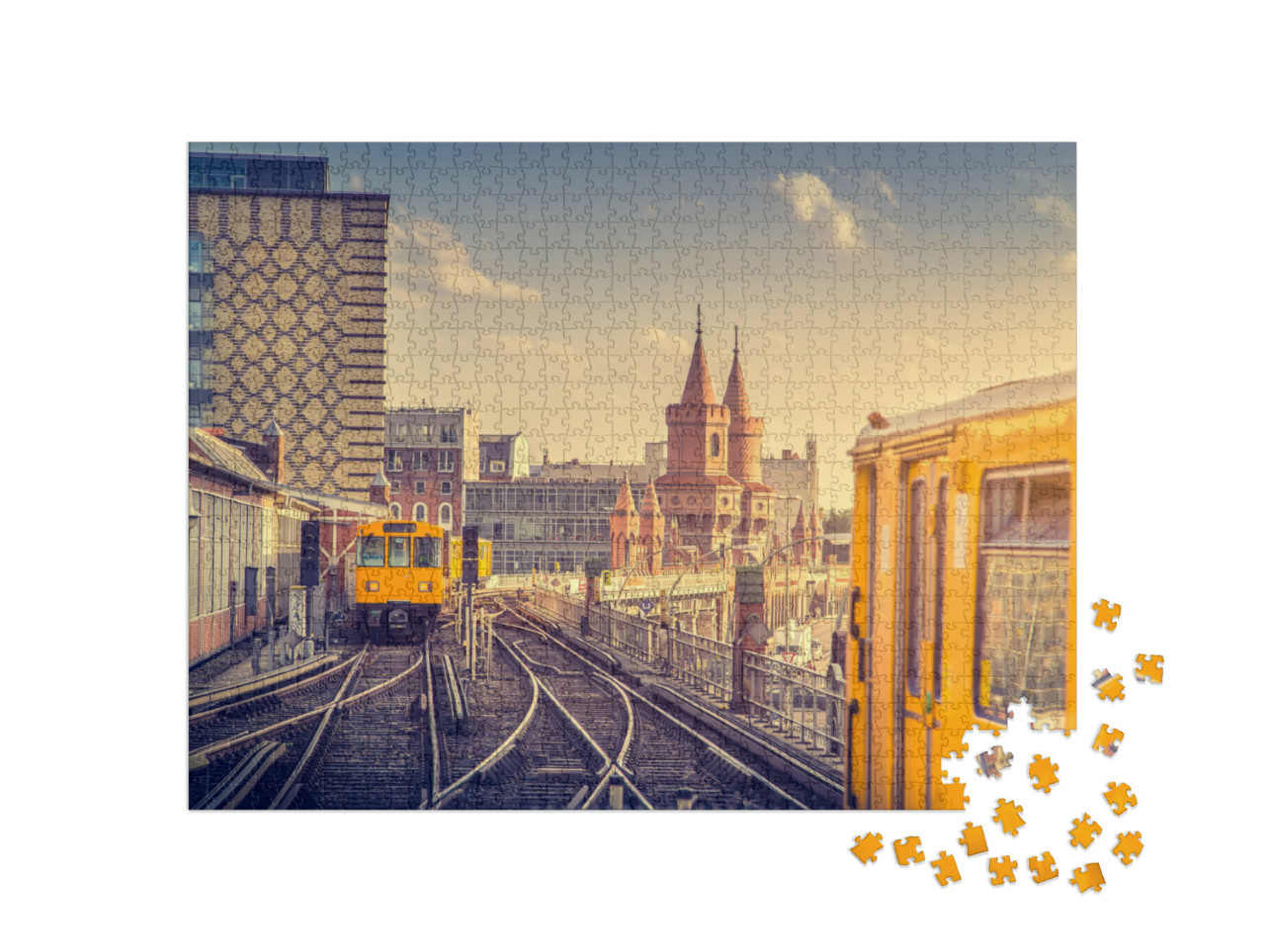 Panoramic View of Berliner U-Bahn with Oberbaum Bridge in... Jigsaw Puzzle with 1000 pieces