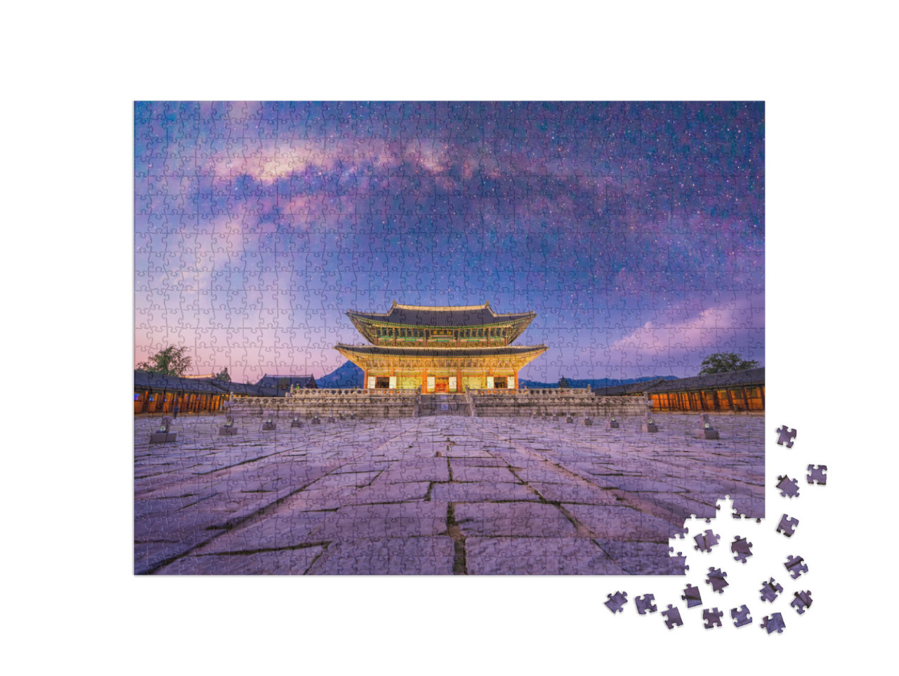 Twilight Time View Milky Way with Gyeongbokgung Palace La... Jigsaw Puzzle with 1000 pieces