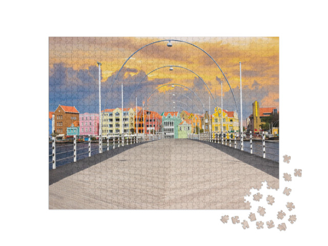 Floating Pantoon Bridge in Willemstad, Curacao... Jigsaw Puzzle with 1000 pieces