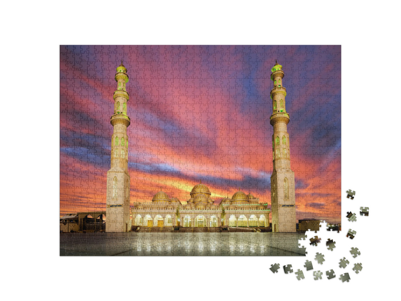 Sunrise Over the Mosque Hurghada, Egypt... Jigsaw Puzzle with 1000 pieces