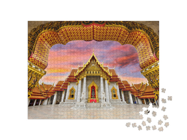 Marble Temple of Bangkok, Thailand... Jigsaw Puzzle with 1000 pieces