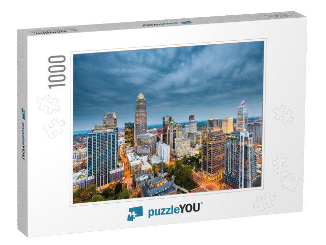 Charlotte, North Carolina, USA Uptown Skyline At Twilight... Jigsaw Puzzle with 1000 pieces