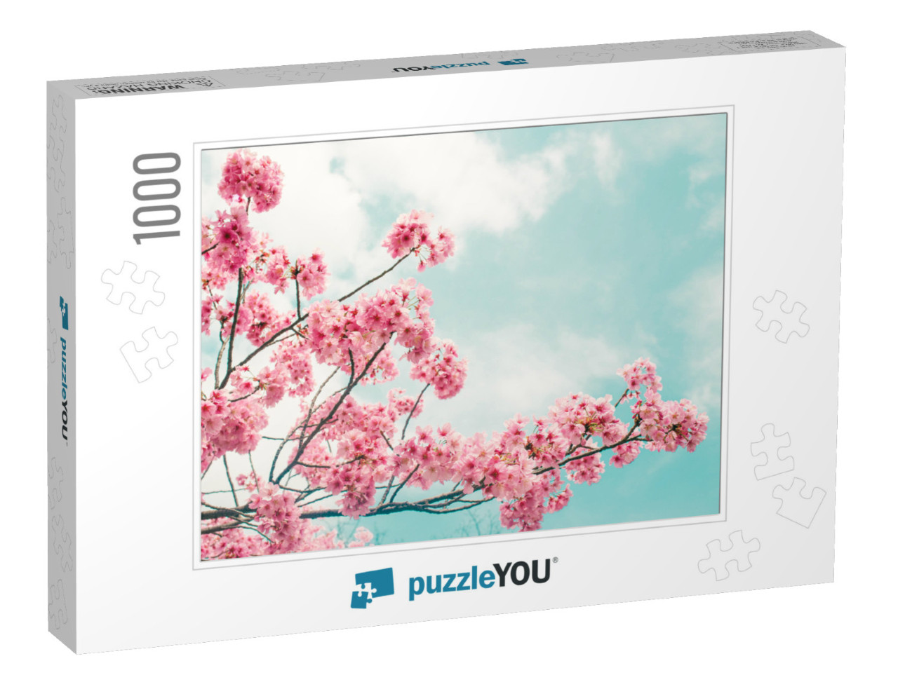 Beautiful Cherry Blossom Sakura in Spring Time Over Blue... Jigsaw Puzzle with 1000 pieces