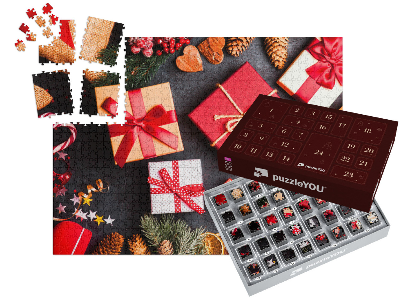 Christmas Presents on Dark Background... | Jigsaw Puzzle Advent Calendar