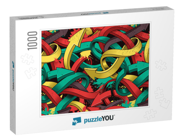 Seamless Colorful Background of Graffiti on Dark Backgrou... Jigsaw Puzzle with 1000 pieces