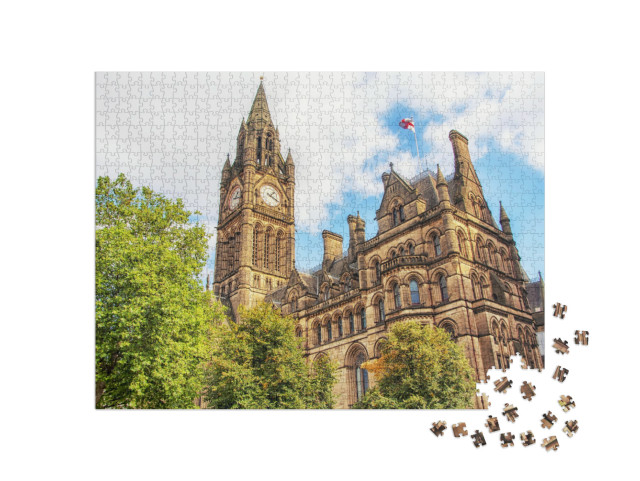 Manchester Town Hall, UK with Cloudy Sky... Jigsaw Puzzle with 1000 pieces