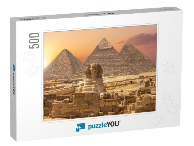 The Sphinx & the Piramids, Famous Wonder of the World, Gi... Jigsaw Puzzle with 500 pieces