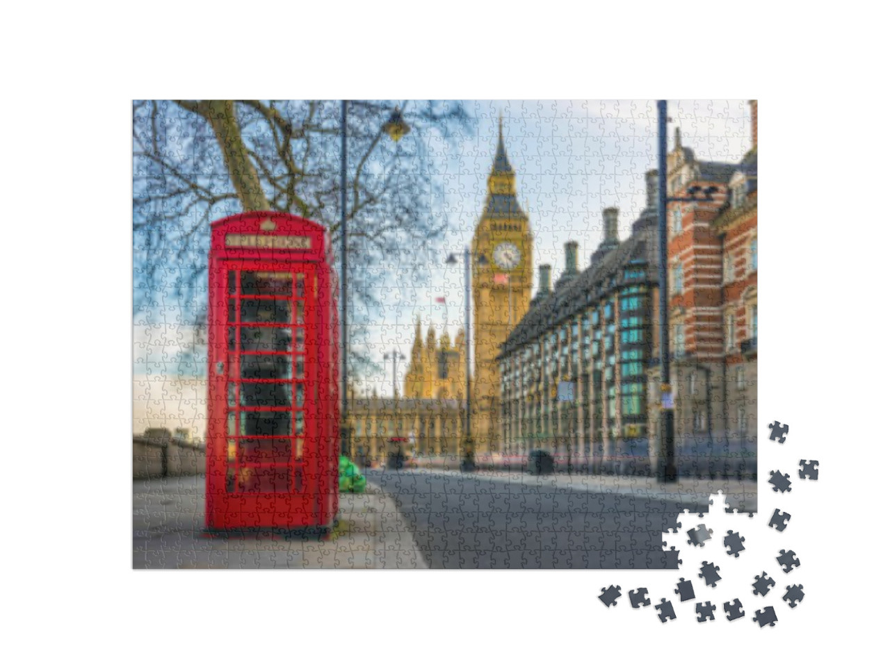 London, England - the Iconic British Old Red Telephone Bo... Jigsaw Puzzle with 1000 pieces