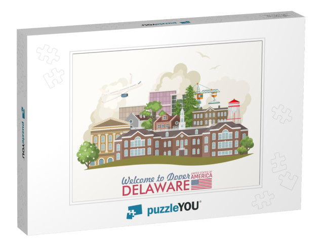 Delaware Vector Illustration with Colorful Detailed Lands... Jigsaw Puzzle