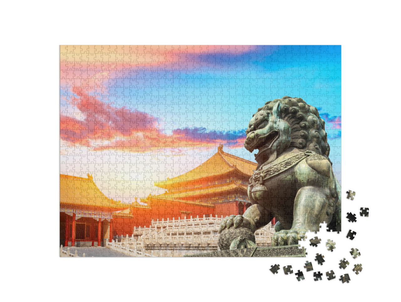 Bronze Lion At the Forbidden City, Beijing, Chinese Cultu... Jigsaw Puzzle with 1000 pieces