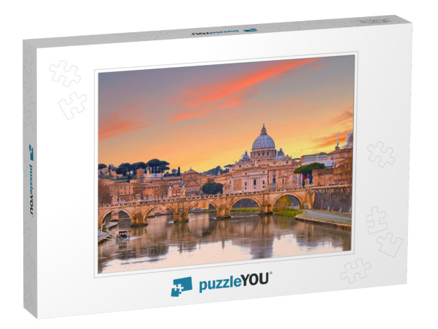 Cityscape & Panoramic View of Old Bridge with Warm Sunset... Jigsaw Puzzle