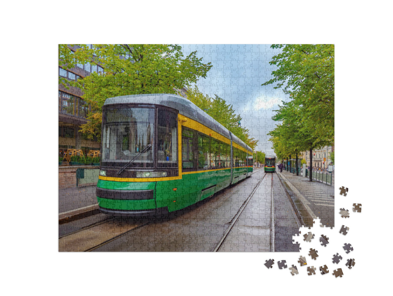 Helsinki. Finland. Tram on the City Streets. Modern Tram... Jigsaw Puzzle with 1000 pieces