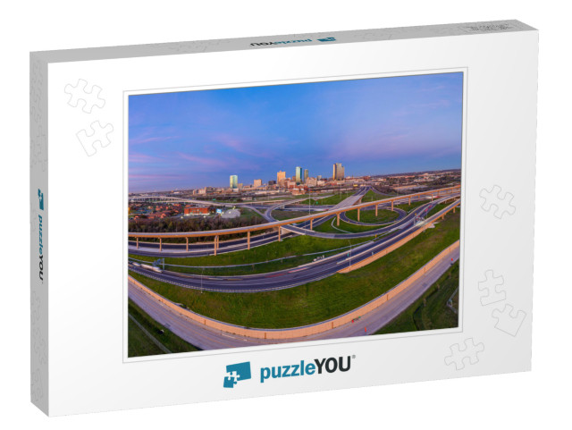 Aerial Panorama Picture of the Fort Worth Skyline At Sunr... Jigsaw Puzzle