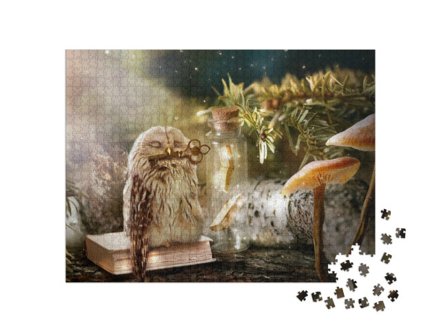 Fantasy Wise Sleeping Owl is the Keeper of Secrets Holds... Jigsaw Puzzle with 1000 pieces