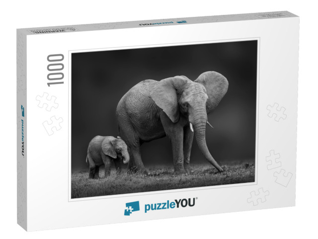 African Elephant Mother & Son... Jigsaw Puzzle with 1000 pieces